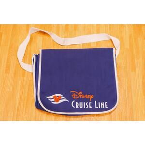 Disney Cruise Line Messenger Shoulder Bag Tote Blue Canvas Mickey Logo Travel